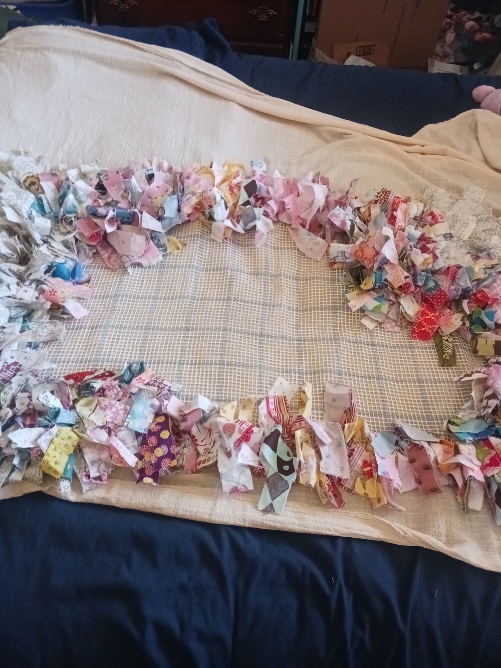 Handmade Multi-Color Rag Rug Accent Throw by